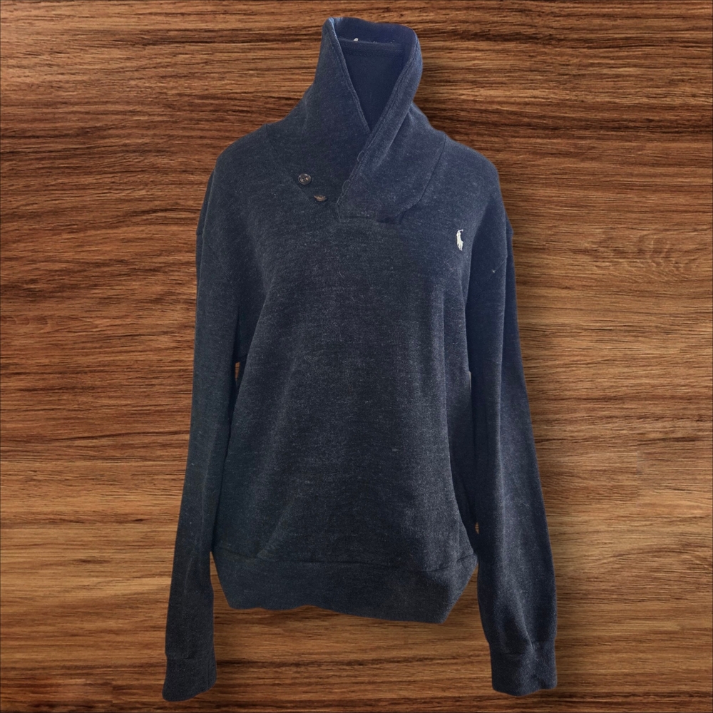 Ralph Lauren Charcoal Pullover Sweater With Elbow Patches Size L
